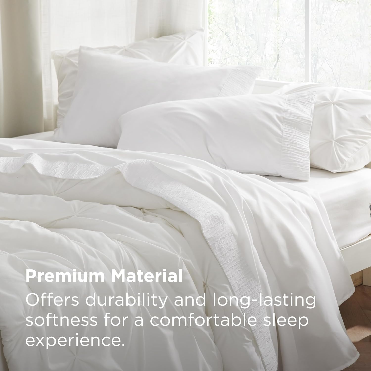image:imageBedsure Twin XL Sheets Dorm Bedding 3 Pieces Soft Extra Long Twin Sheets Breathable Cooling Oeko Tex Deep Pocket Easy Care Resistant Sturdiness Lightweight College Dorm Bedding for StudentsWhite