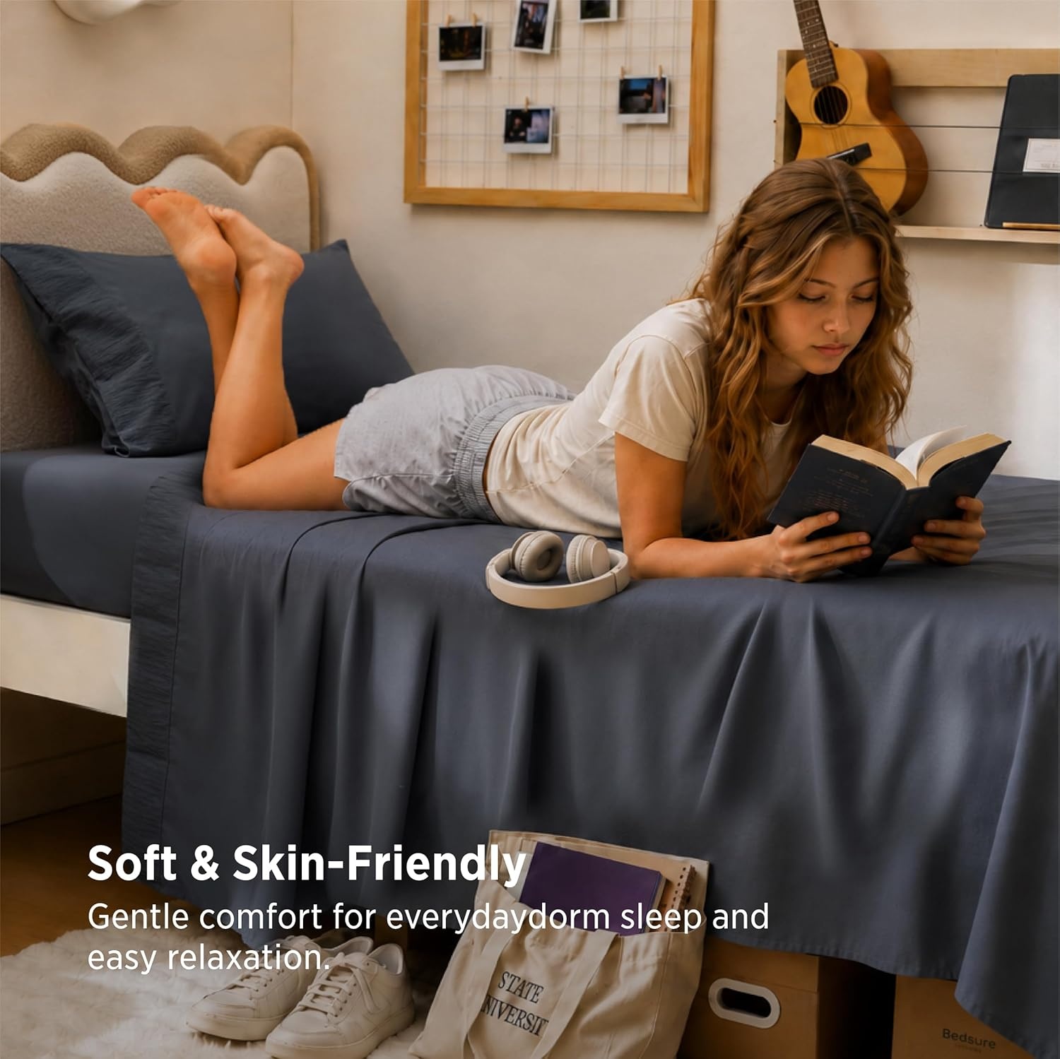 image:imageBedsure Twin XL Sheets Dorm Bedding 3 Pieces Soft Extra Long Twin Sheets Breathable Cooling Oeko Tex Deep Pocket Easy Care Resistant Sturdiness Lightweight College Dorm Bedding for Students01 Dark Grey