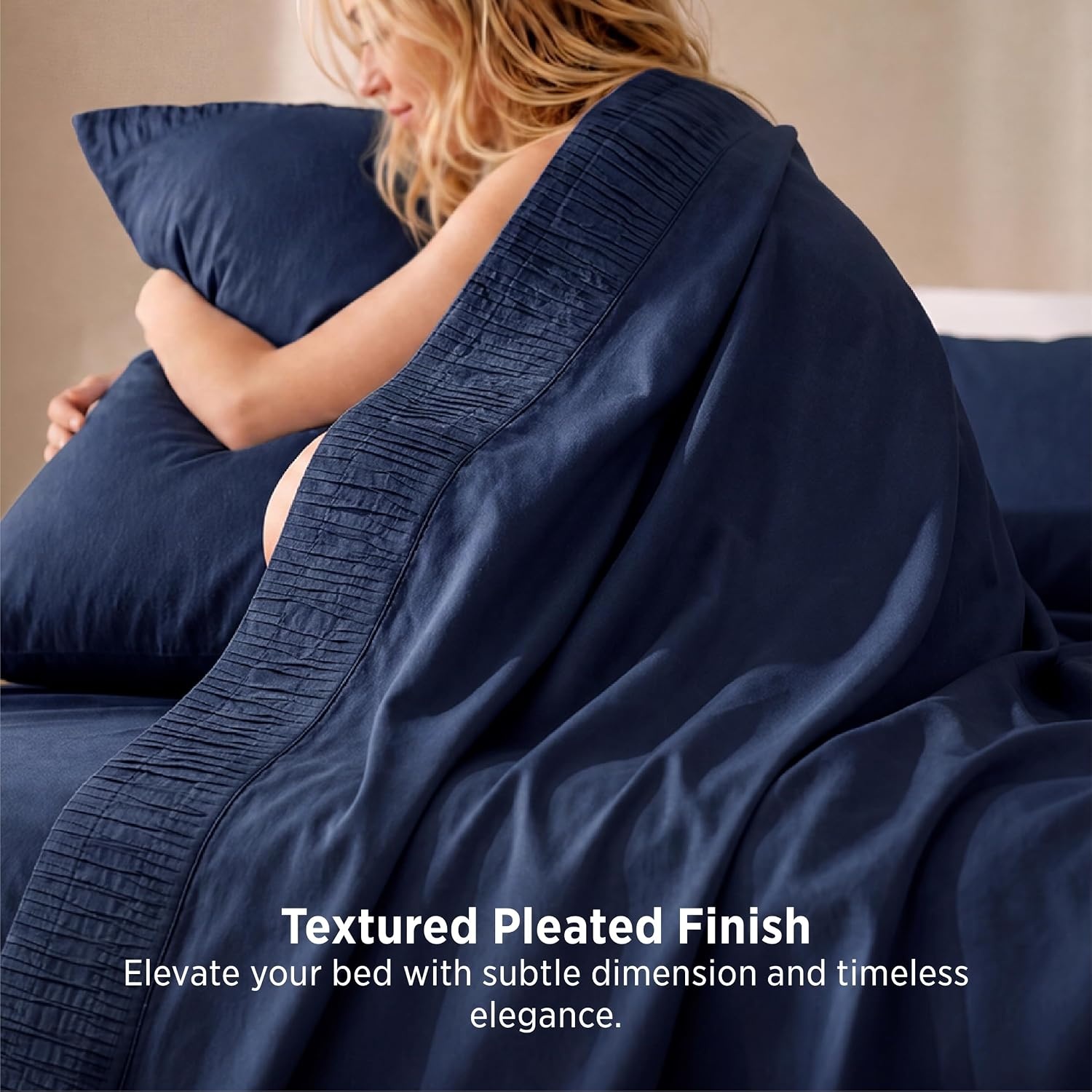 image:imageBedsure Twin XL Sheets Dorm Bedding 3 Pieces Soft Extra Long Twin Sheets Breathable Cooling Oeko Tex Deep Pocket Easy Care Resistant Sturdiness Lightweight College Dorm Bedding for Students06 Navy