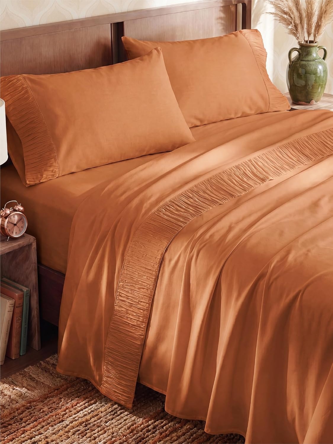 image:imageBedsure Twin XL Sheets Dorm Bedding 3 Pieces Soft Extra Long Twin Sheets Breathable Cooling Oeko Tex Deep Pocket Easy Care Resistant Sturdiness Lightweight College Dorm Bedding for Students22 Orange