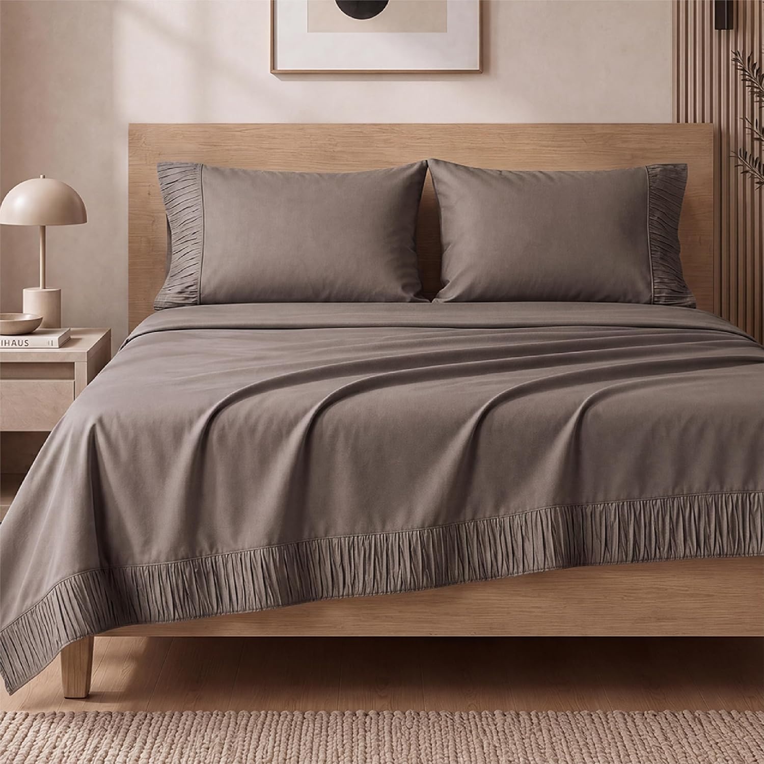 image:imageBedsure Twin XL Sheets Dorm Bedding 3 Pieces Soft Extra Long Twin Sheets Breathable Cooling Oeko Tex Deep Pocket Easy Care Resistant Sturdiness Lightweight College Dorm Bedding for Students07 Taupe Gray