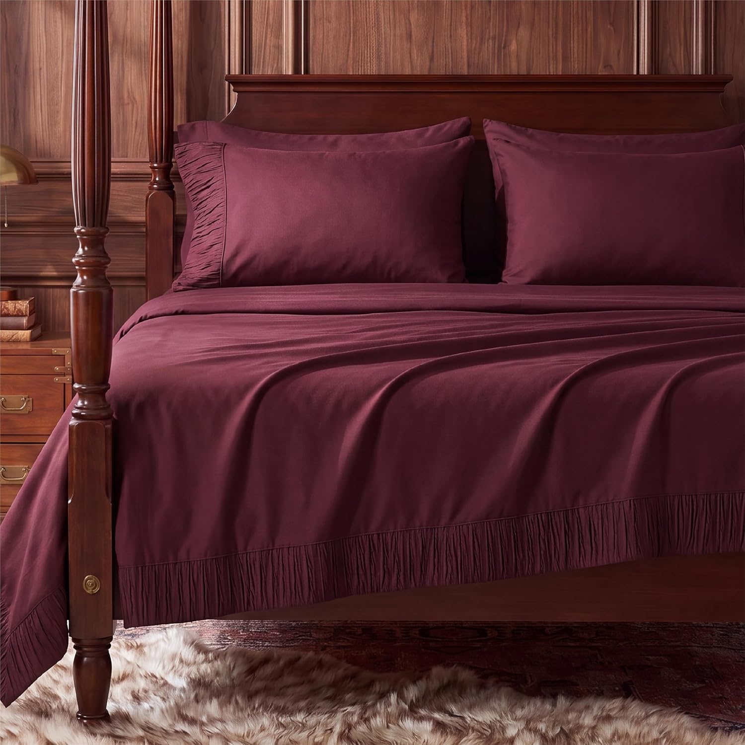 image:imageBedsure Twin XL Sheets Dorm Bedding 3 Pieces Soft Extra Long Twin Sheets Breathable Cooling Oeko Tex Deep Pocket Easy Care Resistant Sturdiness Lightweight College Dorm Bedding for Students21 Red