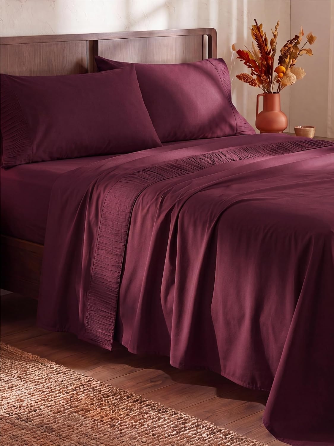 image:imageBedsure Twin XL Sheets Dorm Bedding 3 Pieces Soft Extra Long Twin Sheets Breathable Cooling Oeko Tex Deep Pocket Easy Care Resistant Sturdiness Lightweight College Dorm Bedding for Students21 Red