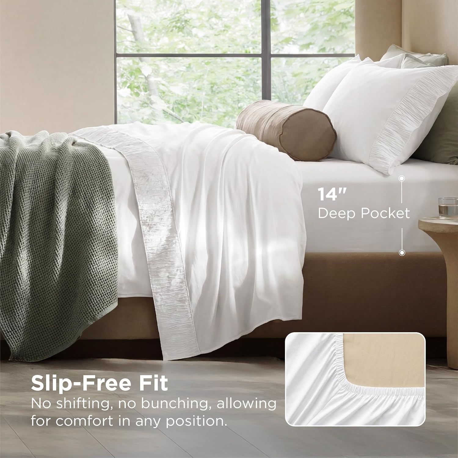 image:imageBedsure Twin XL Sheets Dorm Bedding 3 Pieces Soft Extra Long Twin Sheets Breathable Cooling Oeko Tex Deep Pocket Easy Care Resistant Sturdiness Lightweight College Dorm Bedding for StudentsWhite