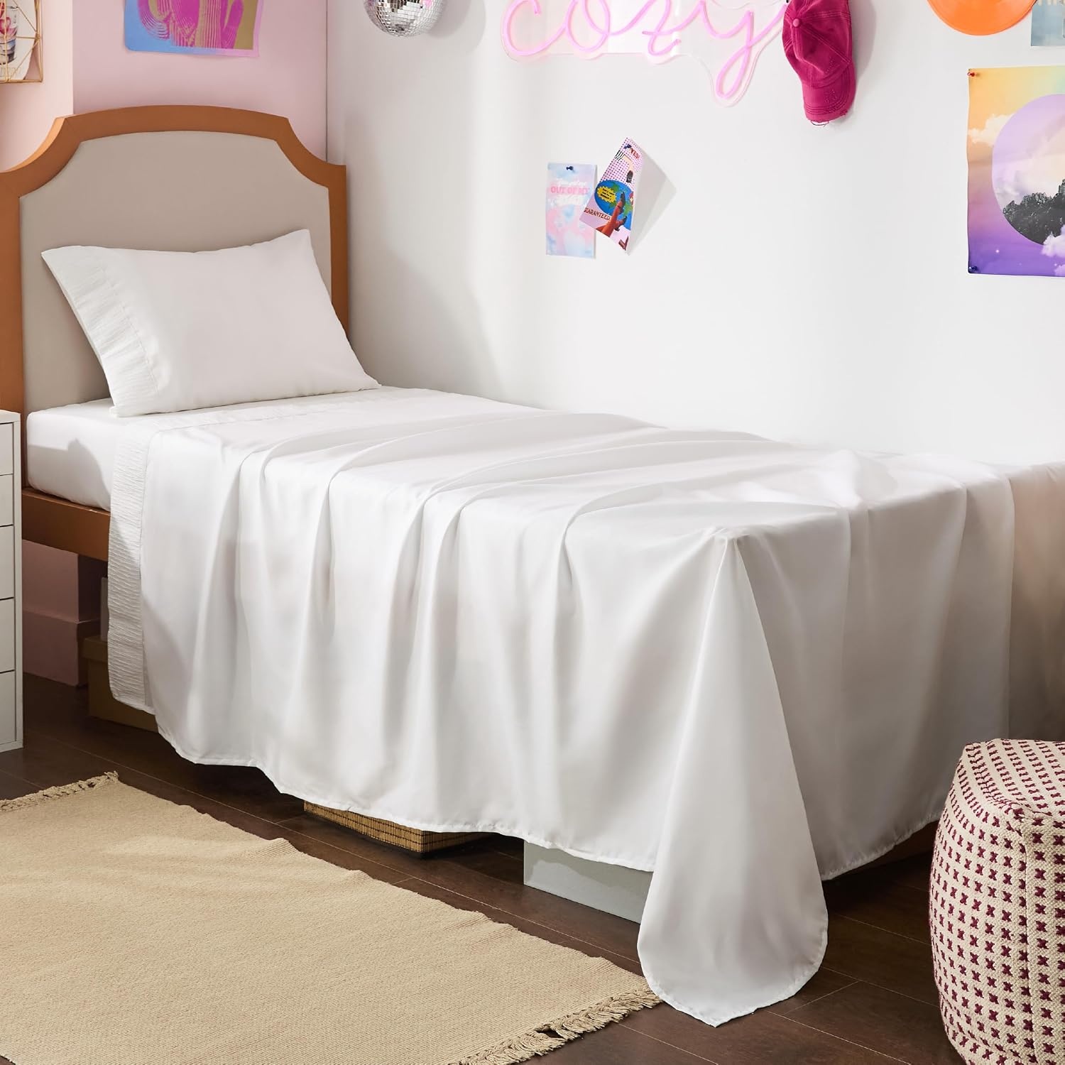 image:imageBedsure Twin XL Sheets Dorm Bedding 3 Pieces Soft Extra Long Twin Sheets Breathable Cooling Oeko Tex Deep Pocket Easy Care Resistant Sturdiness Lightweight College Dorm Bedding for Students05 Bright White