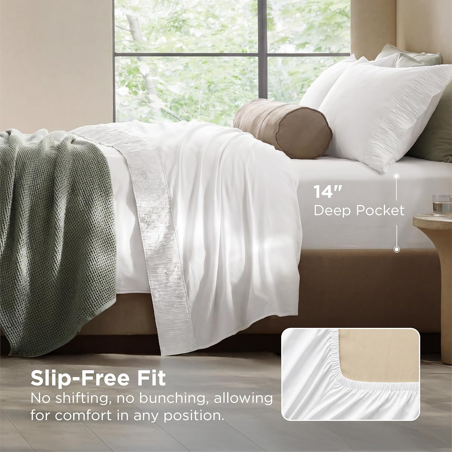image:imageBedsure Twin XL Sheets Dorm Bedding 3 Pieces Soft Extra Long Twin Sheets Breathable Cooling Oeko Tex Deep Pocket Easy Care Resistant Sturdiness Lightweight College Dorm Bedding for Students05 Bright White