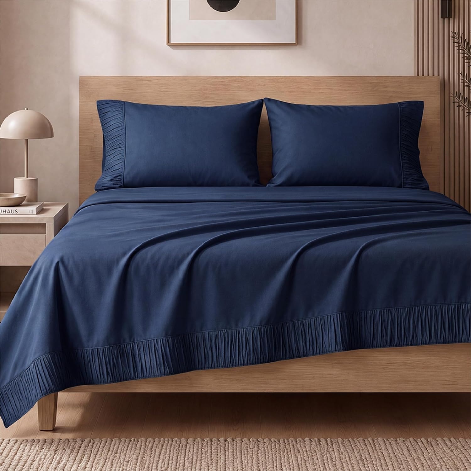 image:imageBedsure Twin XL Sheets Dorm Bedding 3 Pieces Soft Extra Long Twin Sheets Breathable Cooling Oeko Tex Deep Pocket Easy Care Resistant Sturdiness Lightweight College Dorm Bedding for Students06 Navy