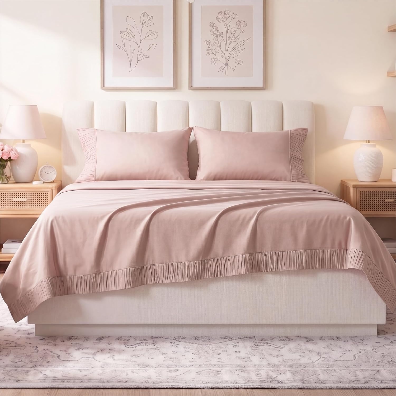 image:imageBedsure Twin XL Sheets Dorm Bedding 3 Pieces Soft Extra Long Twin Sheets Breathable Cooling Oeko Tex Deep Pocket Easy Care Resistant Sturdiness Lightweight College Dorm Bedding for Students20 Pink