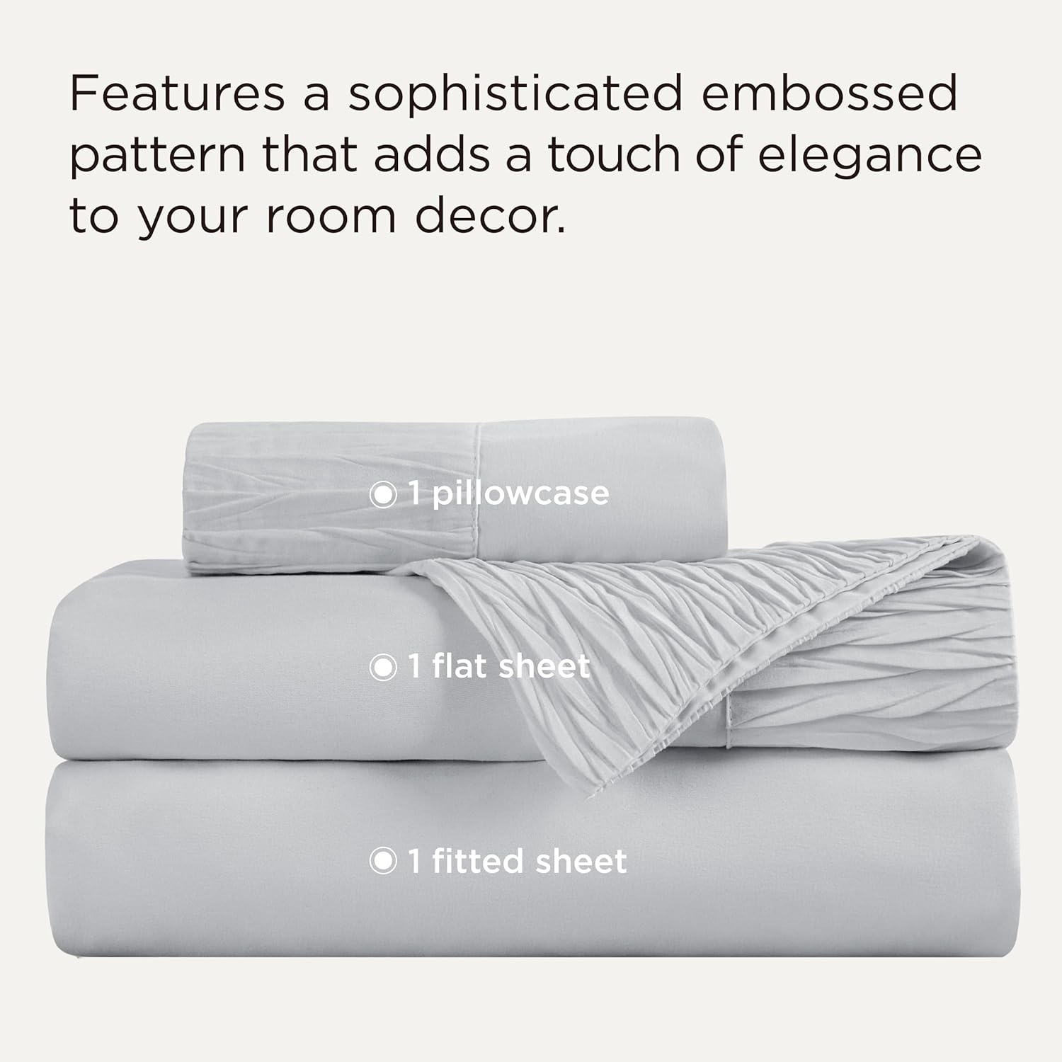 image:imageBedsure Twin XL Sheets Dorm Bedding 3 Pieces Soft Extra Long Twin Sheets Breathable Cooling Oeko Tex Deep Pocket Easy Care Resistant Sturdiness Lightweight College Dorm Bedding for Students02 Light Grey