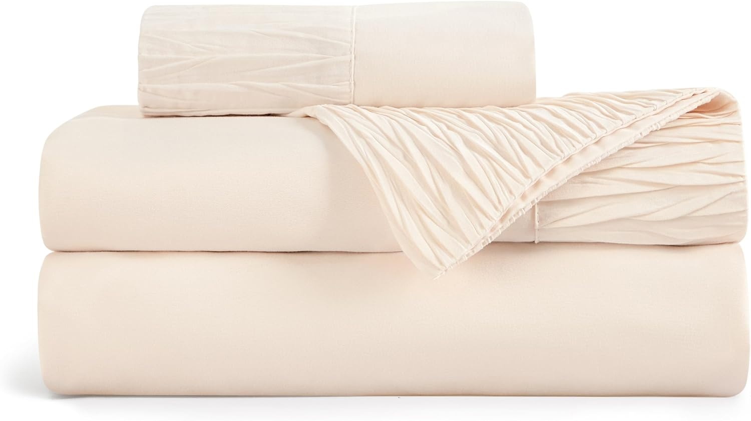 image:imageBedsure Twin XL Sheets Dorm Bedding 3 Pieces Soft Extra Long Twin Sheets Breathable Cooling Oeko Tex Deep Pocket Easy Care Resistant Sturdiness Lightweight College Dorm Bedding for Students08 Light Beige