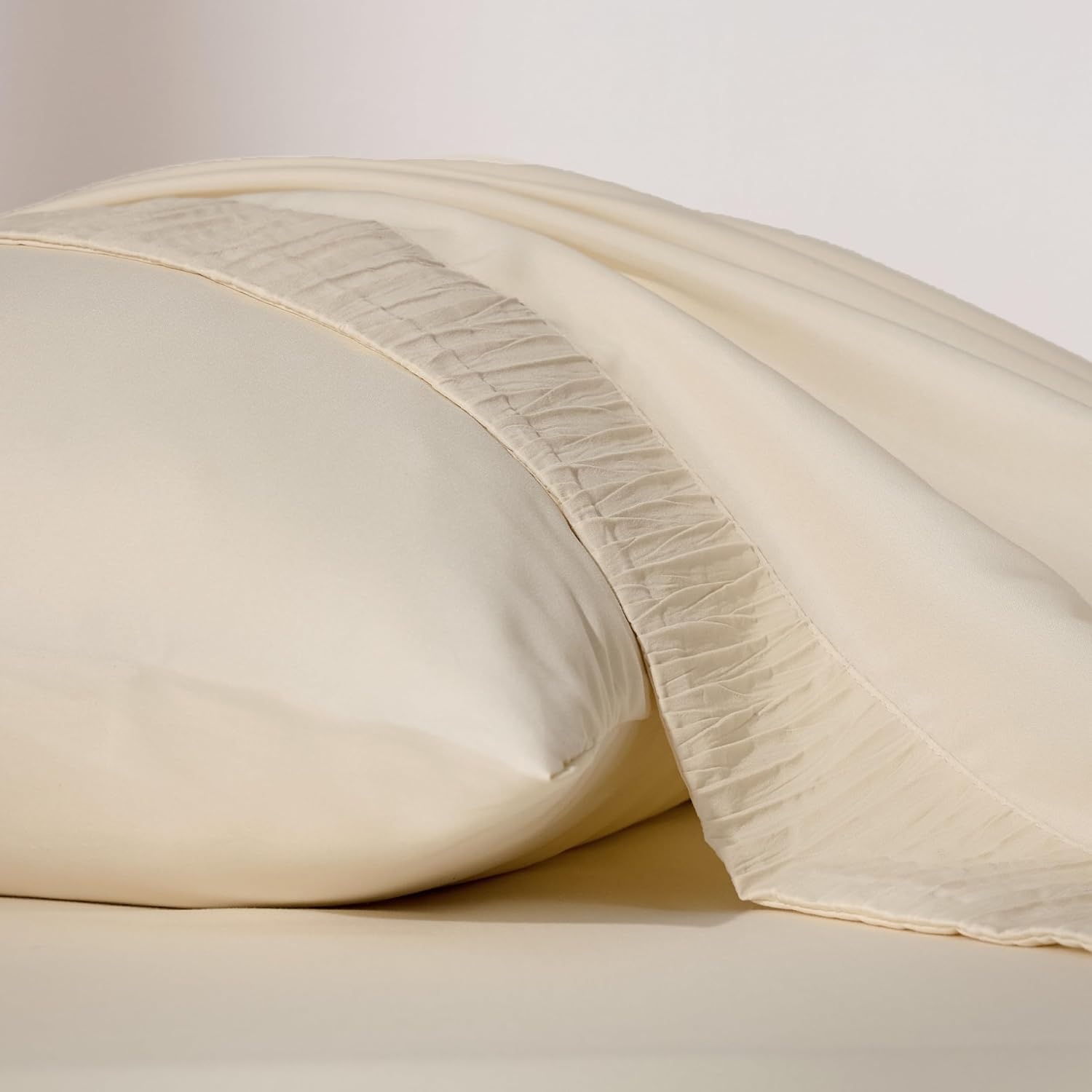 image:imageBedsure Twin XL Sheets Dorm Bedding 3 Pieces Soft Extra Long Twin Sheets Breathable Cooling Oeko Tex Deep Pocket Easy Care Resistant Sturdiness Lightweight College Dorm Bedding for Students08 Light Beige