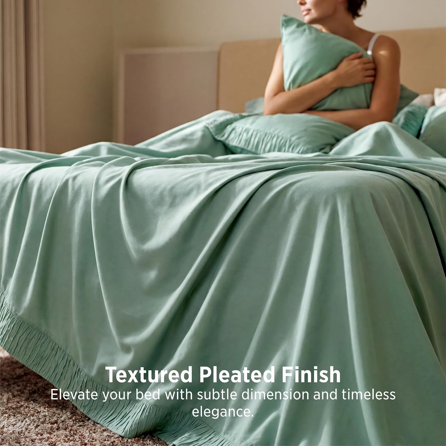 image:imageBedsure Twin XL Sheets Dorm Bedding 3 Pieces Soft Extra Long Twin Sheets Breathable Cooling Oeko Tex Deep Pocket Easy Care Resistant Sturdiness Lightweight College Dorm Bedding for Students11 Mint Green