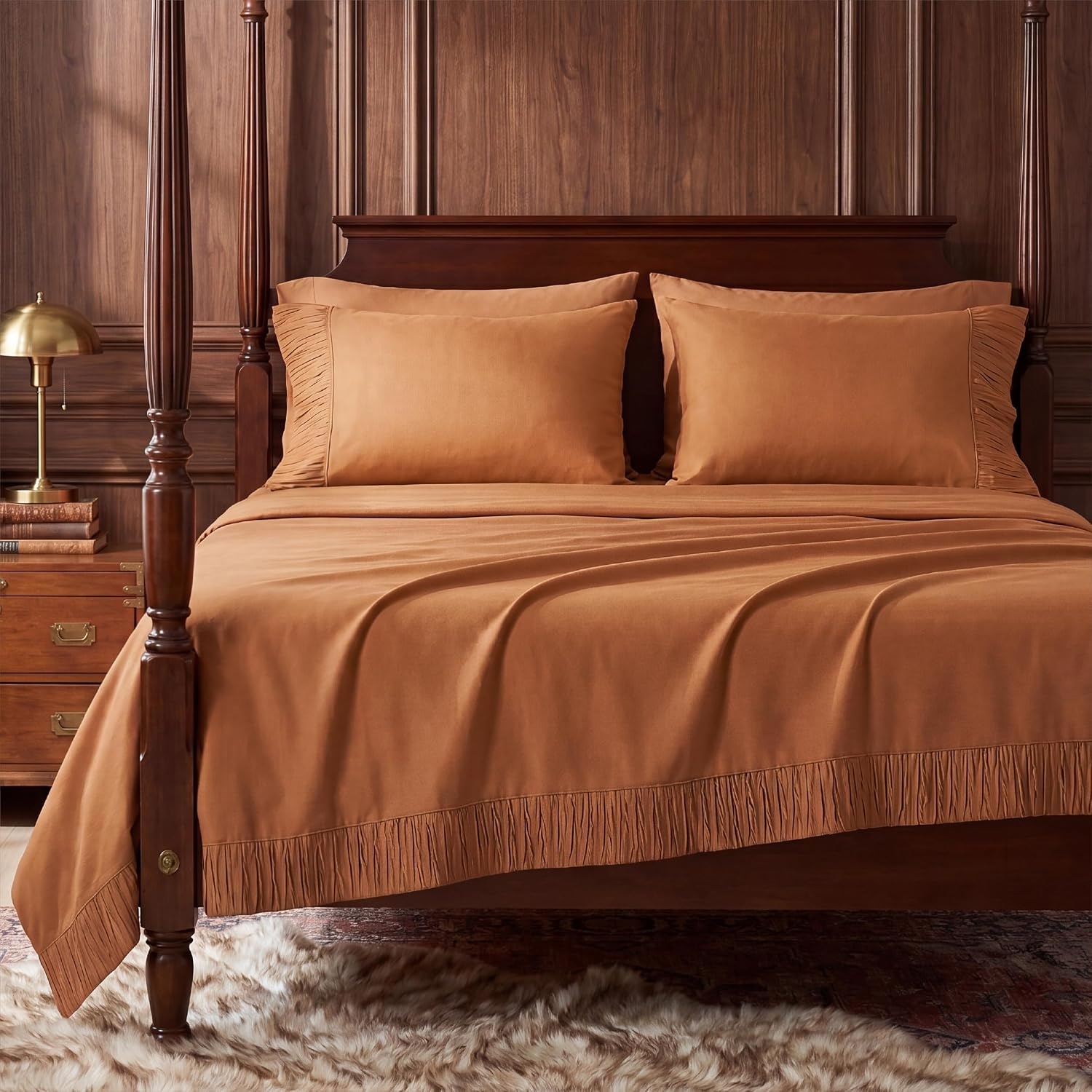 image:imageBedsure Twin XL Sheets Dorm Bedding 3 Pieces Soft Extra Long Twin Sheets Breathable Cooling Oeko Tex Deep Pocket Easy Care Resistant Sturdiness Lightweight College Dorm Bedding for Students22 Orange