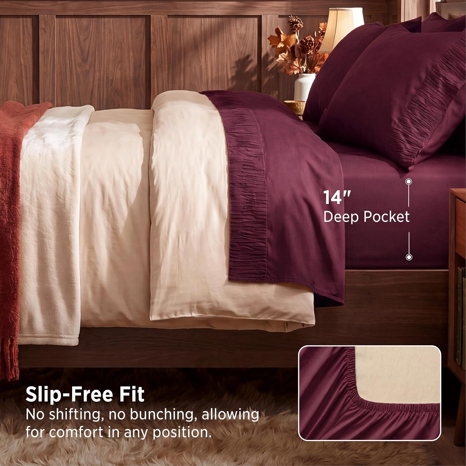 image:imageBedsure Twin XL Sheets Dorm Bedding 3 Pieces Soft Extra Long Twin Sheets Breathable Cooling Oeko Tex Deep Pocket Easy Care Resistant Sturdiness Lightweight College Dorm Bedding for Students21 Red