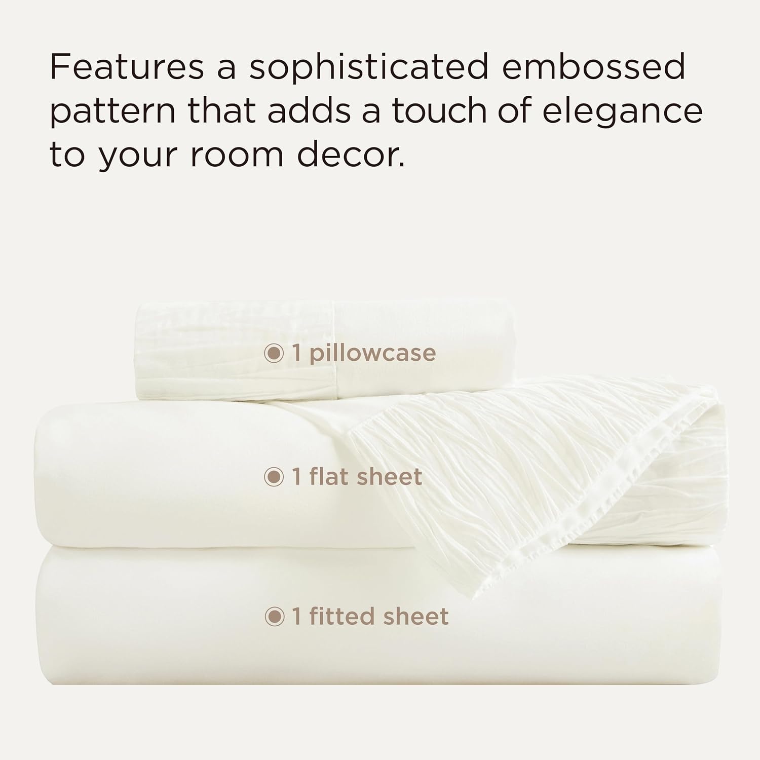 image:imageBedsure Twin XL Sheets Dorm Bedding 3 Pieces Soft Extra Long Twin Sheets Breathable Cooling Oeko Tex Deep Pocket Easy Care Resistant Sturdiness Lightweight College Dorm Bedding for Students09 Ivory