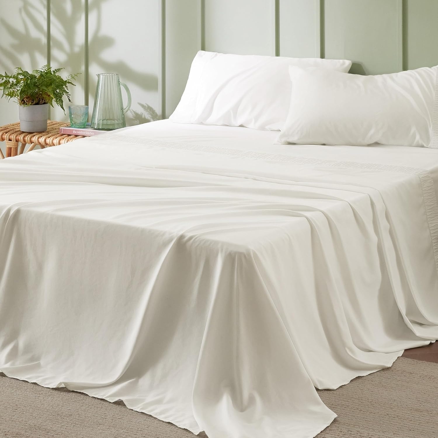 image:imageBedsure Twin XL Sheets Dorm Bedding 3 Pieces Soft Extra Long Twin Sheets Breathable Cooling Oeko Tex Deep Pocket Easy Care Resistant Sturdiness Lightweight College Dorm Bedding for Students09 Ivory