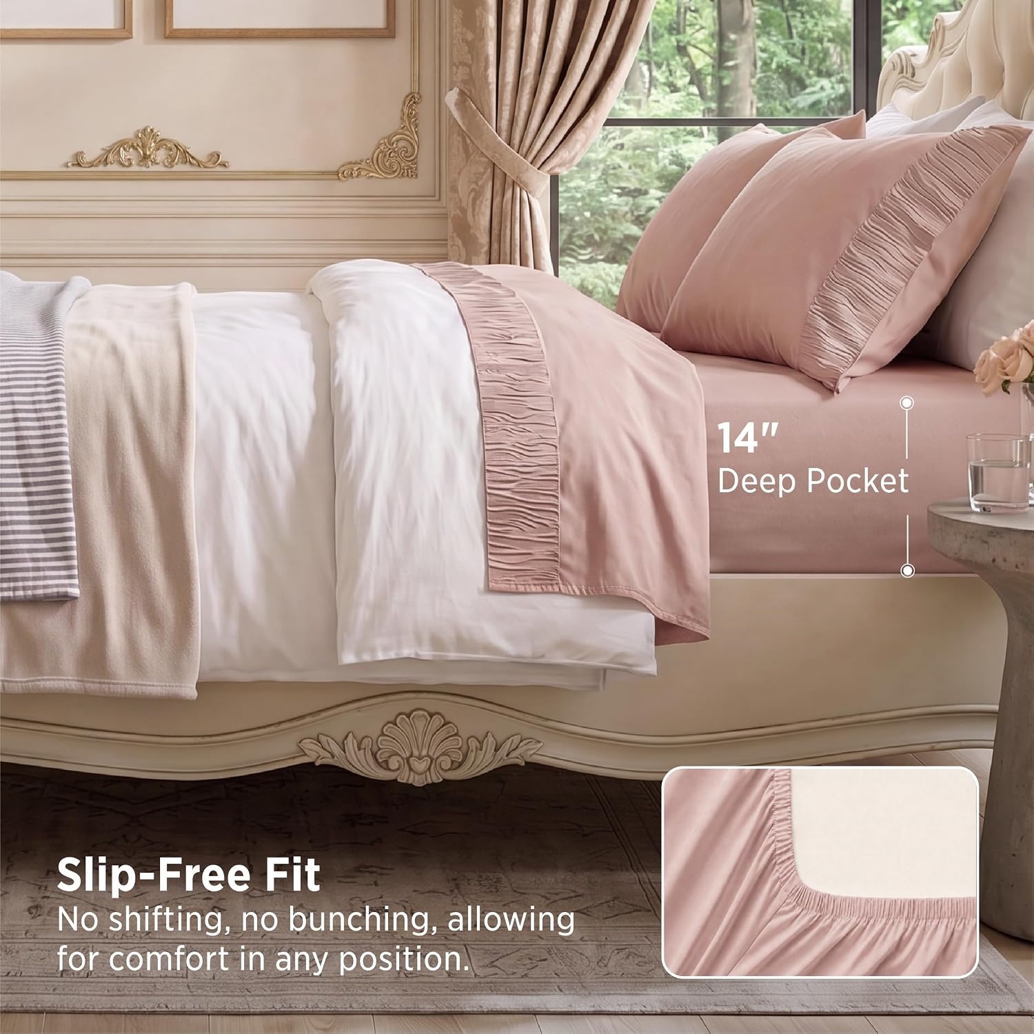 image:imageBedsure Twin XL Sheets Dorm Bedding 3 Pieces Soft Extra Long Twin Sheets Breathable Cooling Oeko Tex Deep Pocket Easy Care Resistant Sturdiness Lightweight College Dorm Bedding for Students20 Pink