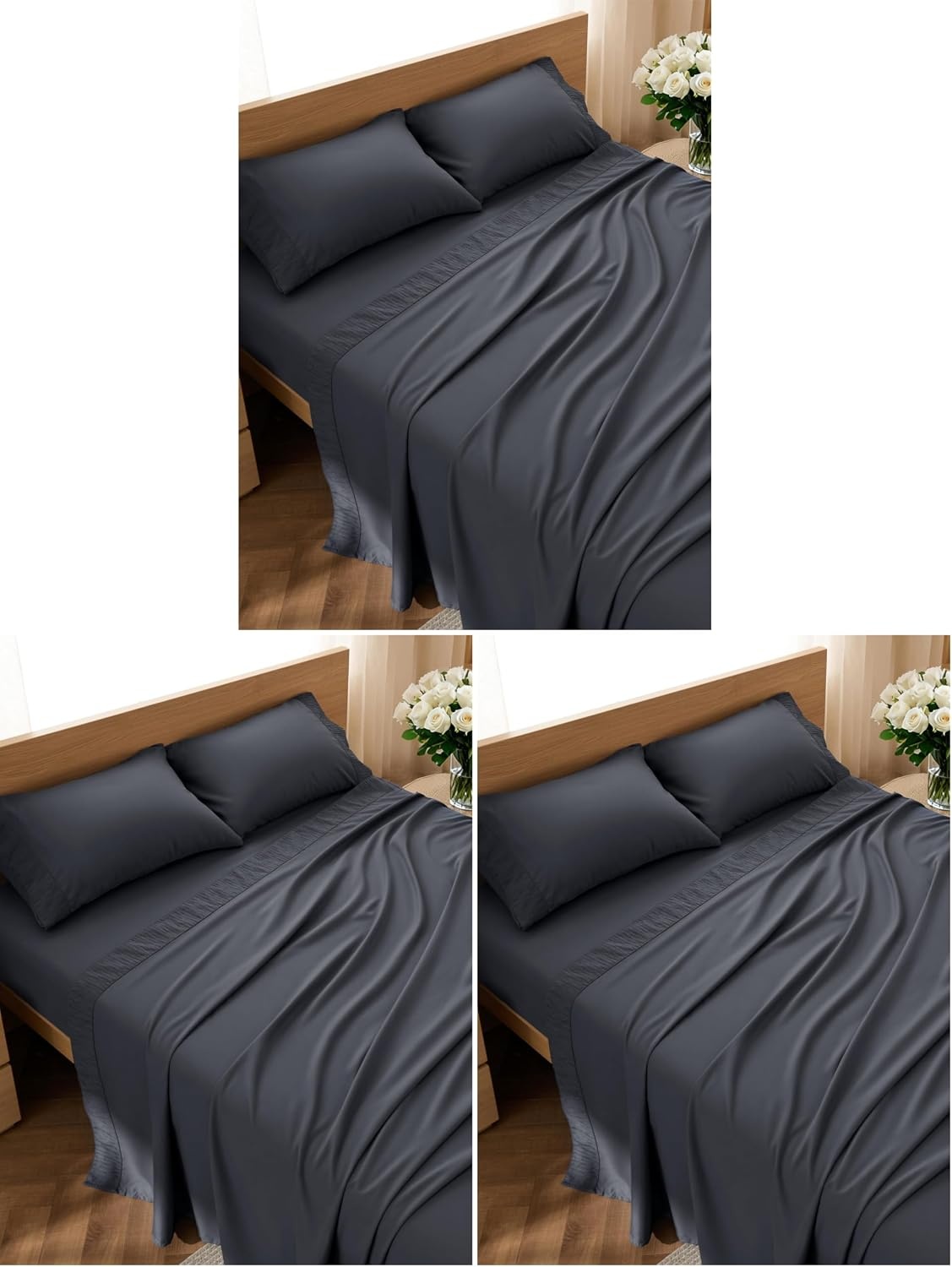 image:imageBedsure Twin XL Sheets Dorm Bedding 3 Pieces Soft Extra Long Twin Sheets Breathable Cooling Oeko Tex Deep Pocket Easy Care Resistant Sturdiness Lightweight College Dorm Bedding for StudentsGrey