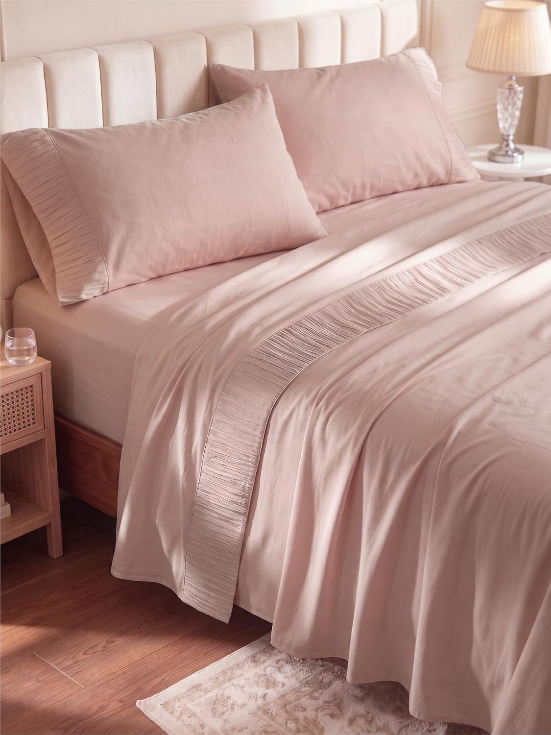 image:imageBedsure Twin XL Sheets Dorm Bedding 3 Pieces Soft Extra Long Twin Sheets Breathable Cooling Oeko Tex Deep Pocket Easy Care Resistant Sturdiness Lightweight College Dorm Bedding for Students20 Pink