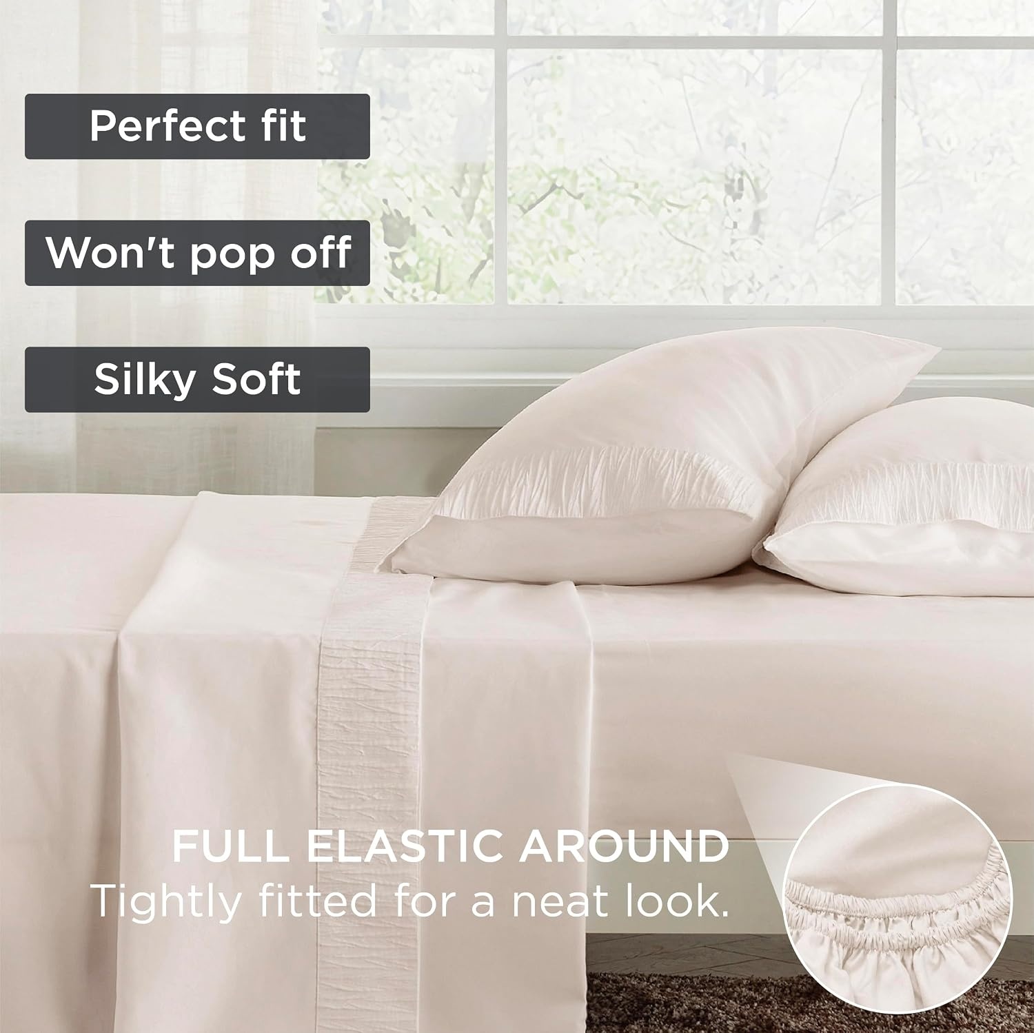 image:imageBedsure Twin XL Sheets Dorm Bedding 3 Pieces Soft Extra Long Twin Sheets Breathable Cooling Oeko Tex Deep Pocket Easy Care Resistant Sturdiness Lightweight College Dorm Bedding for Students10 Cream