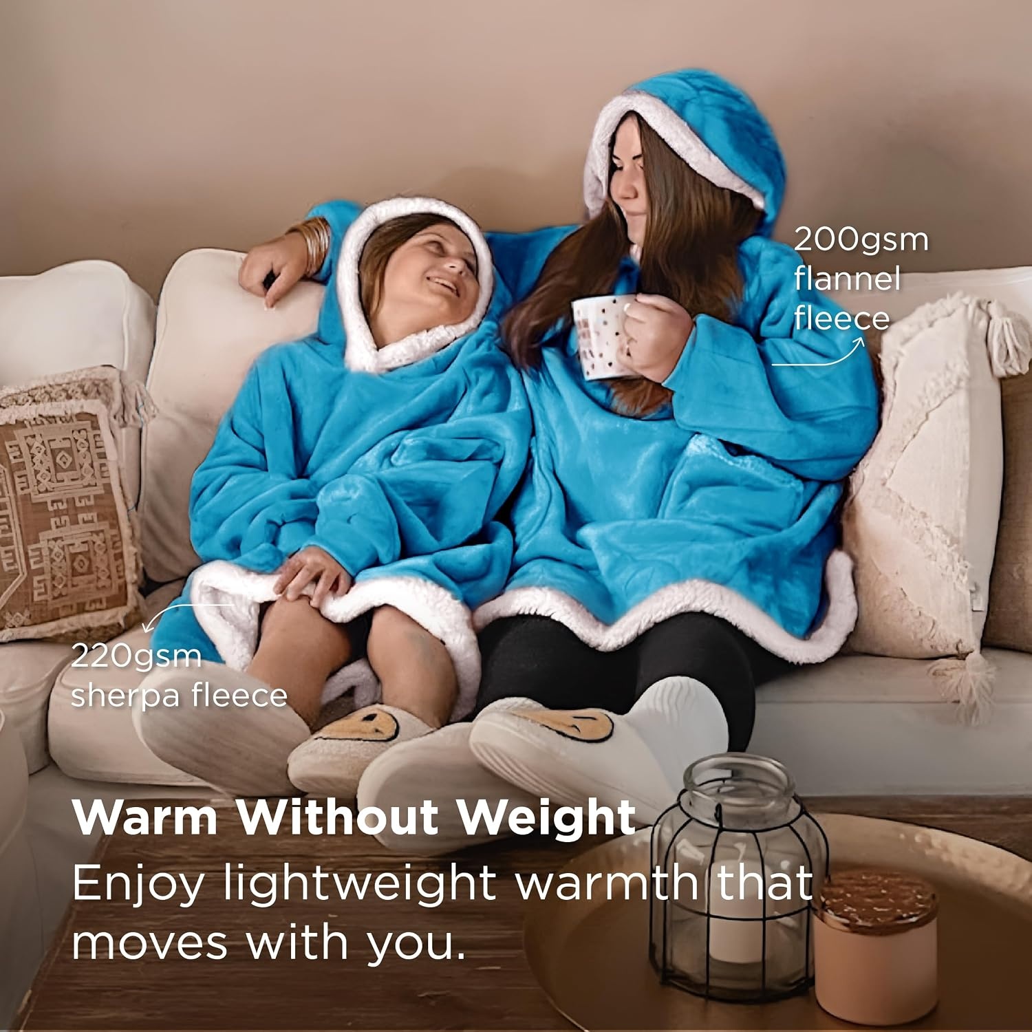 image:imageBedsure Wearable Blanket Sherpa Hoodie Gifts Sweatshirt Grey Standard Gifts for WomenMen Warm Soft Cozy Sherpa Fleece Machine Wash Birthday GiftsAqua Blue