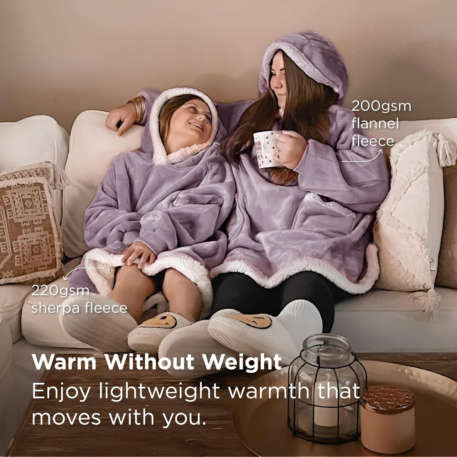 image:imageBedsure Wearable Blanket Sherpa Hoodie Gifts Sweatshirt Grey Standard Gifts for WomenMen Warm Soft Cozy Sherpa Fleece Machine Wash Birthday GiftsLavender