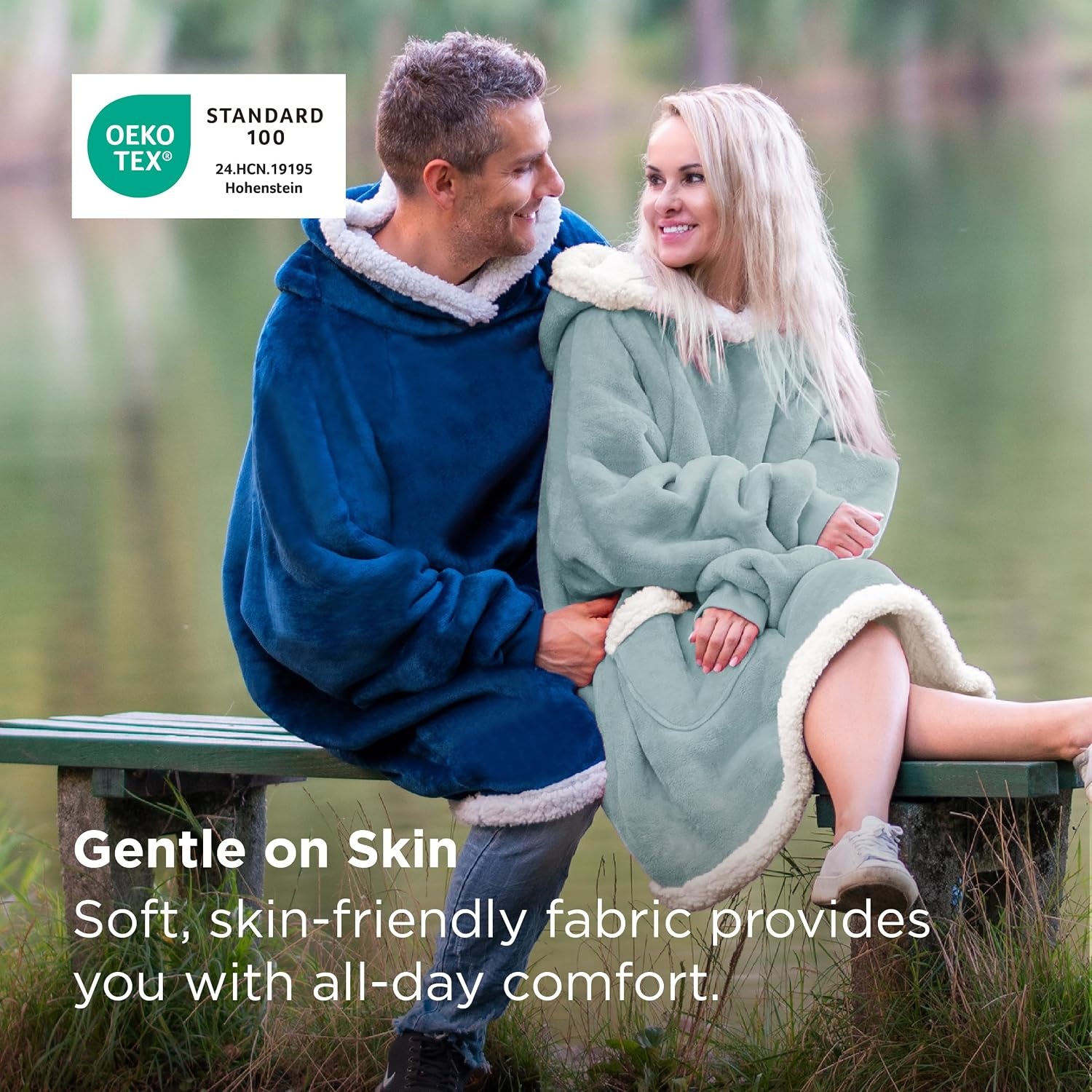 image:imageBedsure Wearable Blanket Sherpa Hoodie Gifts Sweatshirt Grey Standard Gifts for WomenMen Warm Soft Cozy Sherpa Fleece Machine Wash Birthday GiftsLight Green