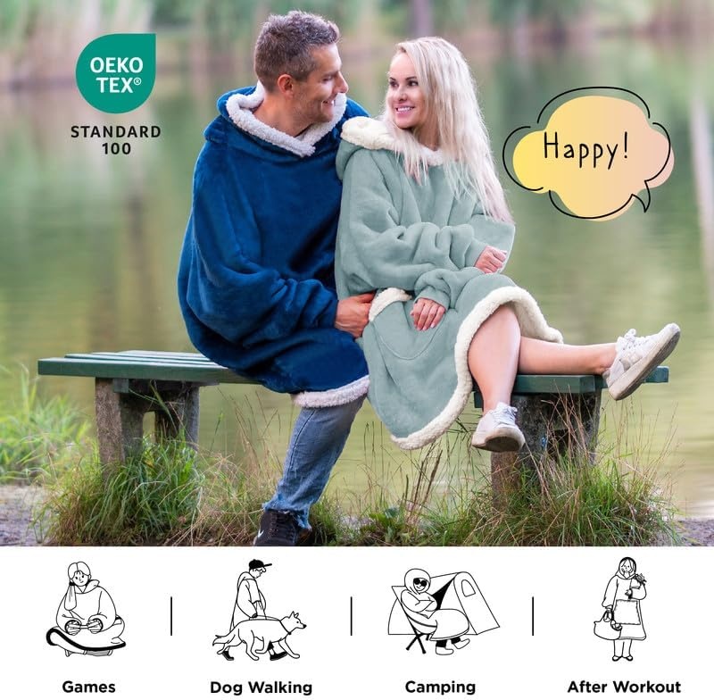 image:imageBedsure Wearable Blanket Sherpa Hoodie Gifts Sweatshirt Grey Standard Gifts for WomenMen Warm Soft Cozy Sherpa Fleece Machine Wash Birthday GiftsLight Green