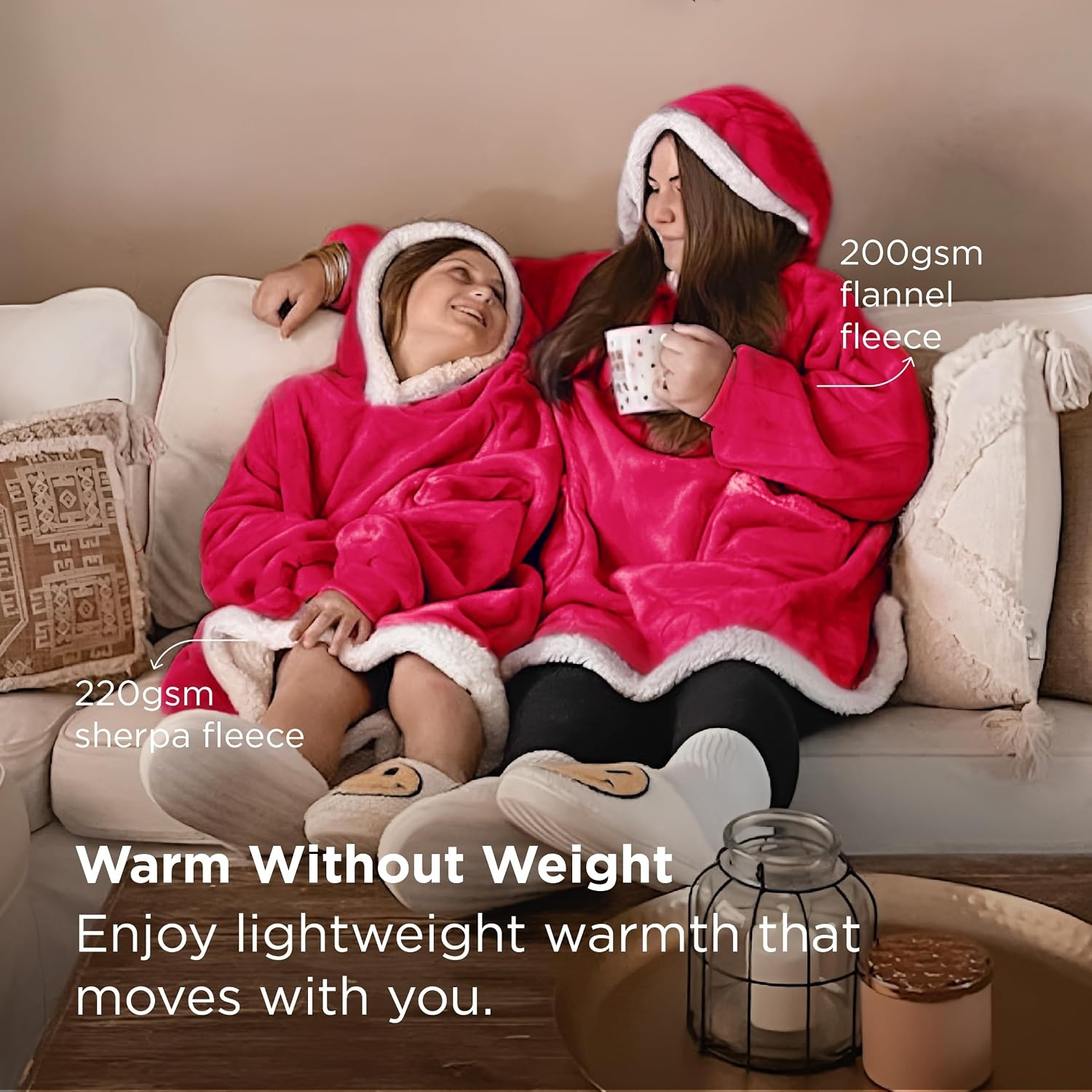 image:imageBedsure Wearable Blanket Sherpa Hoodie Gifts Sweatshirt Grey Standard Gifts for WomenMen Warm Soft Cozy Sherpa Fleece Machine Wash Birthday GiftsMagenta