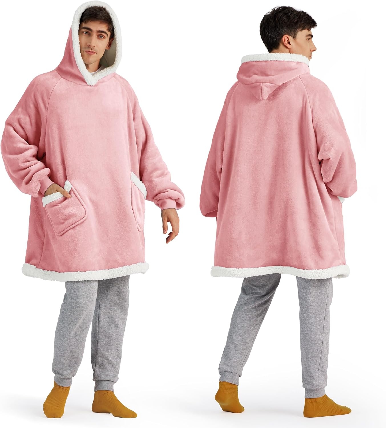 image:imageBedsure Wearable Blanket Sherpa Hoodie Gifts Sweatshirt Grey Standard Gifts for WomenMen Warm Soft Cozy Sherpa Fleece Machine Wash Birthday GiftsMellow Rose