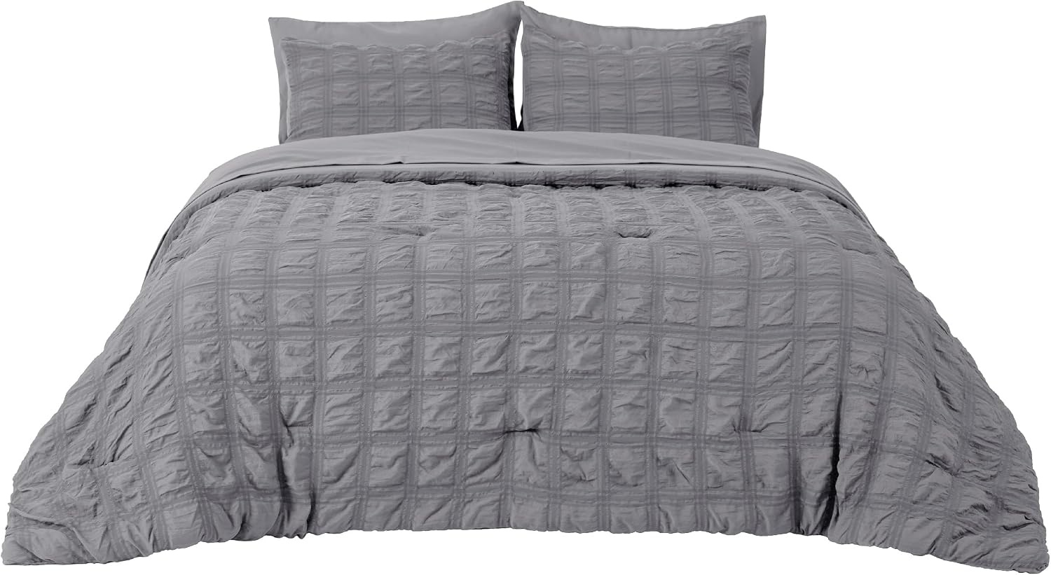image:imageBedsure White Twin XL Comforter Sets 5 Piece Seersucker Twin XL Bed in a Bag Lightweight Soft White Comforter Set for College Dorm Comforters Sheets Pillowcases amp Shams05 Gery