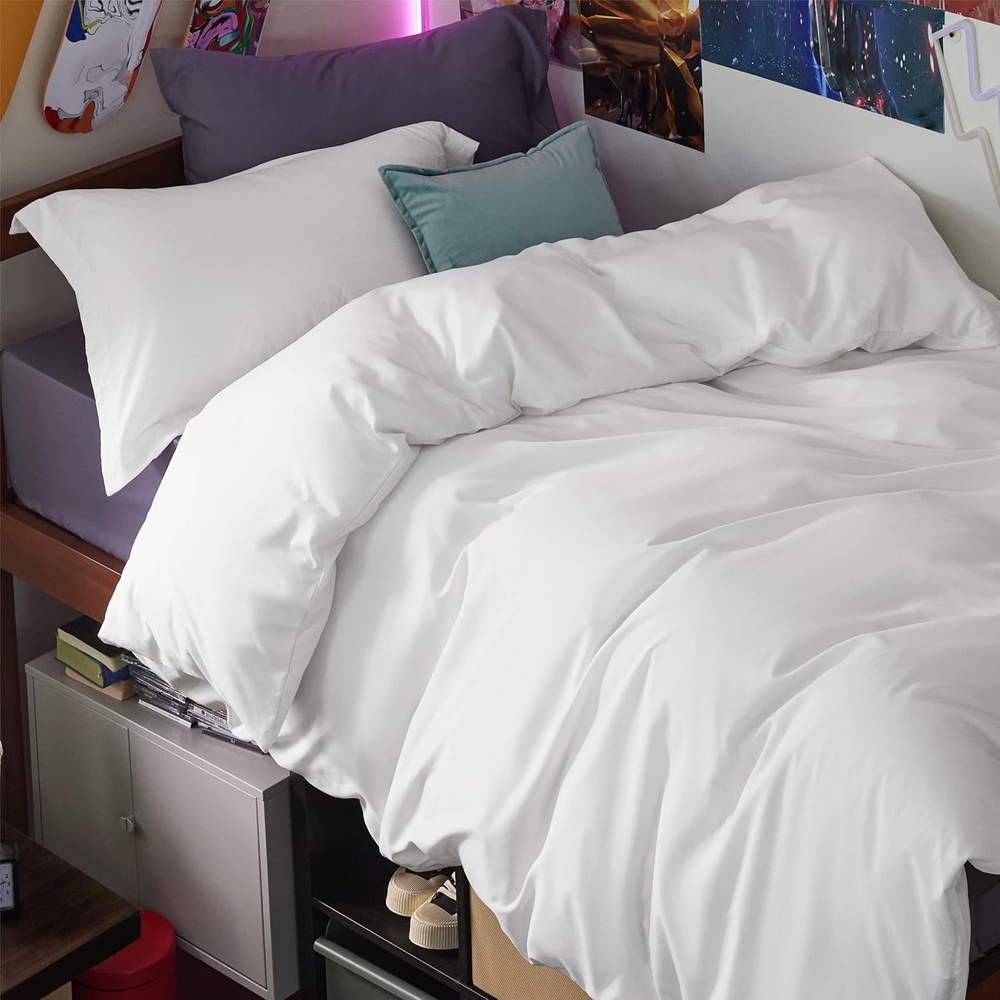 image:imageBedsure Duvet Cover TwinTwin XL Size Soft Double Brushed Bedding Set for Kids amp Adults Zipper Closure 2 Pieces Includes 1 Duvet Cover 68x90 amp 1 Pillow Sham NO Comforter White01 White
