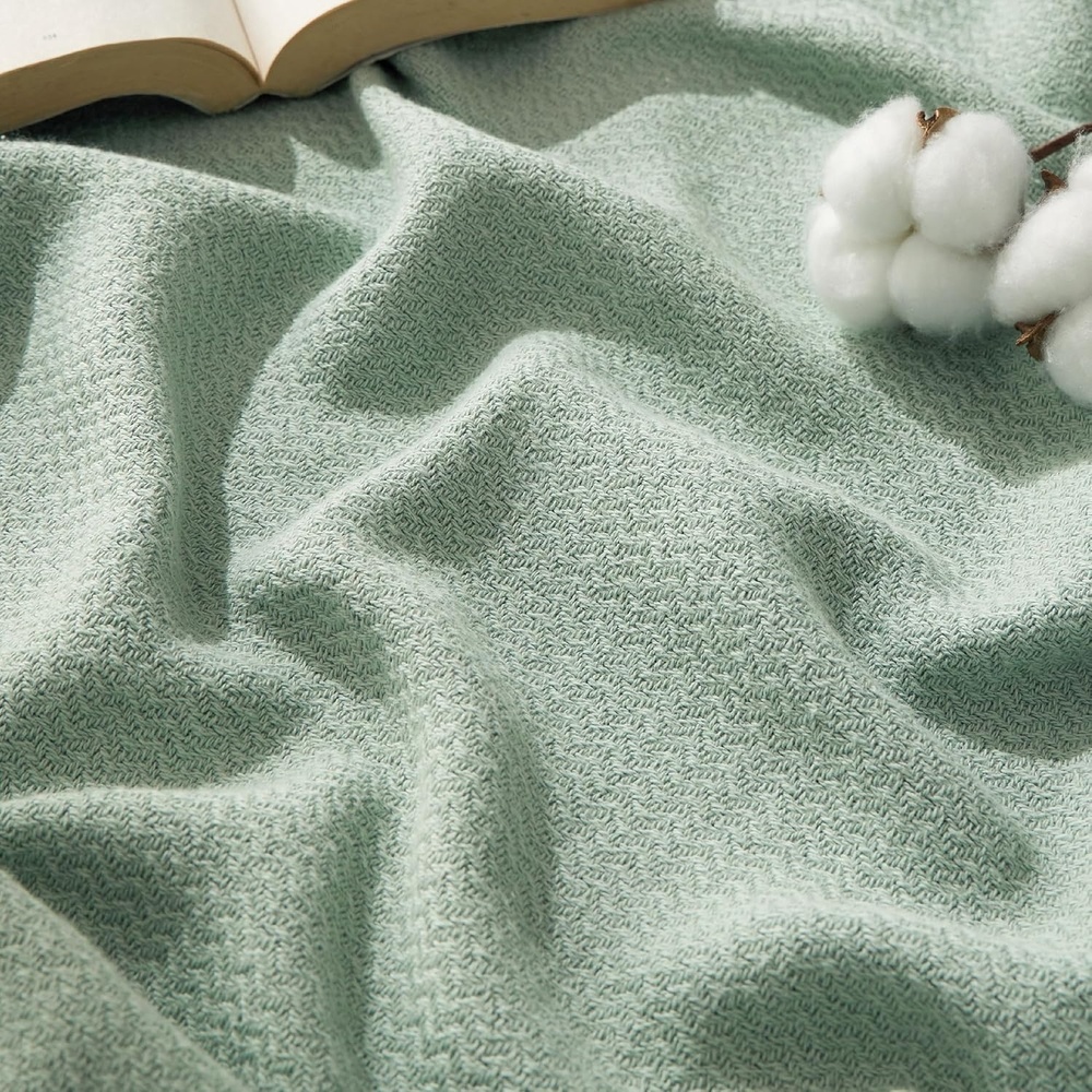 image:imageBedsure GentleSoft 100 Cotton Blanket Twin XL Size for Bed  Cooling Breathable and Lightweight Soft Cozy Textured Herringbone Woven Summer Blanket for College Dorm Linen Beige 66x90 inches03  Sage Green