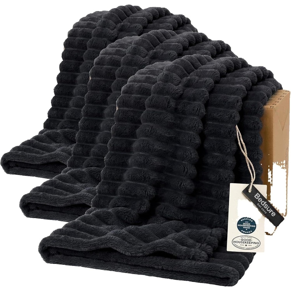 image:imageBedsure Soft Cozy Twin XL Blanket for Bed College Dorm Off White 66x90 Birthday Gifts for Women Mom Her Warm Lightweight Cozy Fluffy Throw Blanket Sofa Dorm Room Home Decor Machine WashableBlack