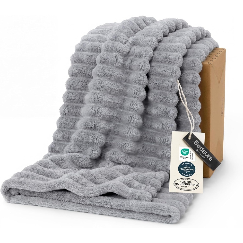 image:imageBedsure Soft Cozy Twin XL Blanket for Bed College Dorm Off White 66x90 Birthday Gifts for Women Mom Her Warm Lightweight Cozy Fluffy Throw Blanket Sofa Dorm Room Home Decor Machine WashableLight Grey