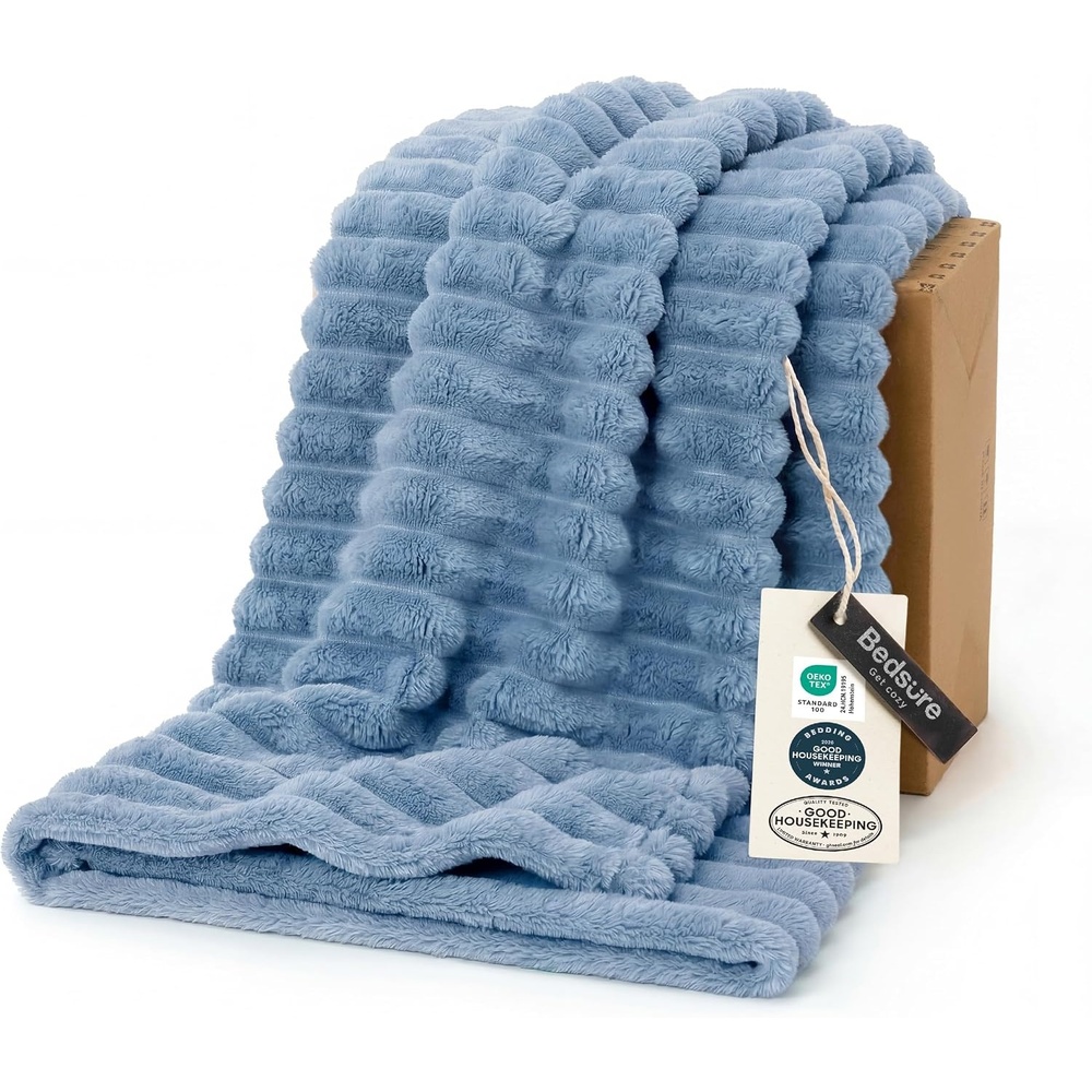 image:imageBedsure Soft Cozy Twin XL Blanket for Bed College Dorm Off White 66x90 Birthday Gifts for Women Mom Her Warm Lightweight Cozy Fluffy Throw Blanket Sofa Dorm Room Home Decor Machine WashableBlue
