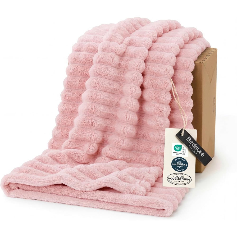 image:imageBedsure Soft Cozy Twin XL Blanket for Bed College Dorm Off White 66x90 Birthday Gifts for Women Mom Her Warm Lightweight Cozy Fluffy Throw Blanket Sofa Dorm Room Home Decor Machine WashableCoral Pink