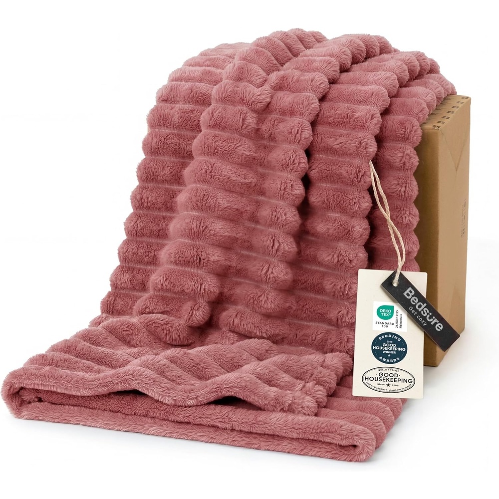 image:imageBedsure Soft Cozy Twin XL Blanket for Bed College Dorm Off White 66x90 Birthday Gifts for Women Mom Her Warm Lightweight Cozy Fluffy Throw Blanket Sofa Dorm Room Home Decor Machine WashableDusty Pink