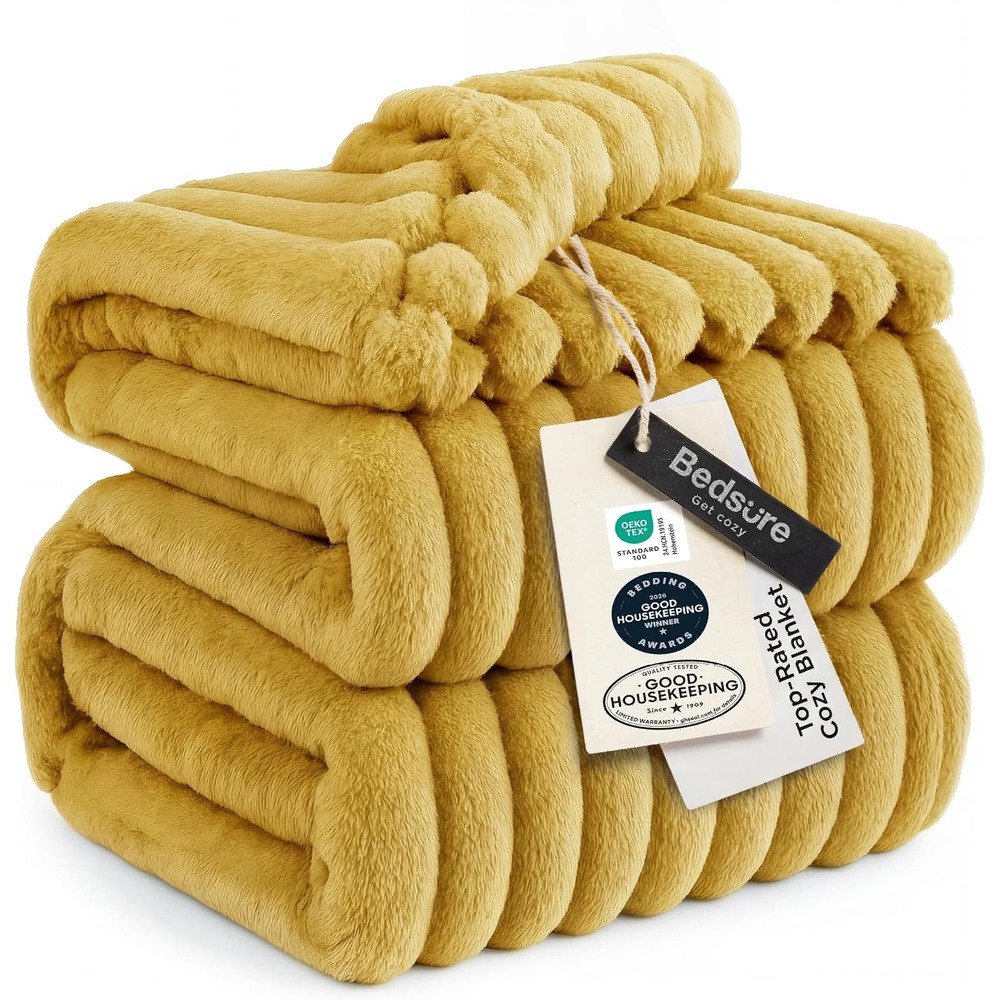 image:imageBedsure Soft Cozy Twin XL Blanket for Bed College Dorm Off White 66x90 Birthday Gifts for Women Mom Her Warm Lightweight Cozy Fluffy Throw Blanket Sofa Dorm Room Home Decor Machine WashableYellow