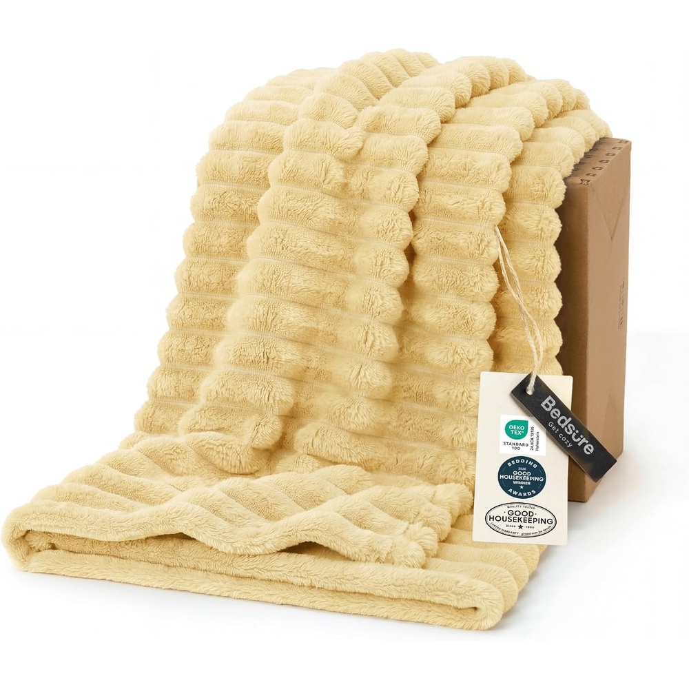 image:imageBedsure Soft Cozy Twin XL Blanket for Bed College Dorm Off White 66x90 Birthday Gifts for Women Mom Her Warm Lightweight Cozy Fluffy Throw Blanket Sofa Dorm Room Home Decor Machine WashableCustard Yellow