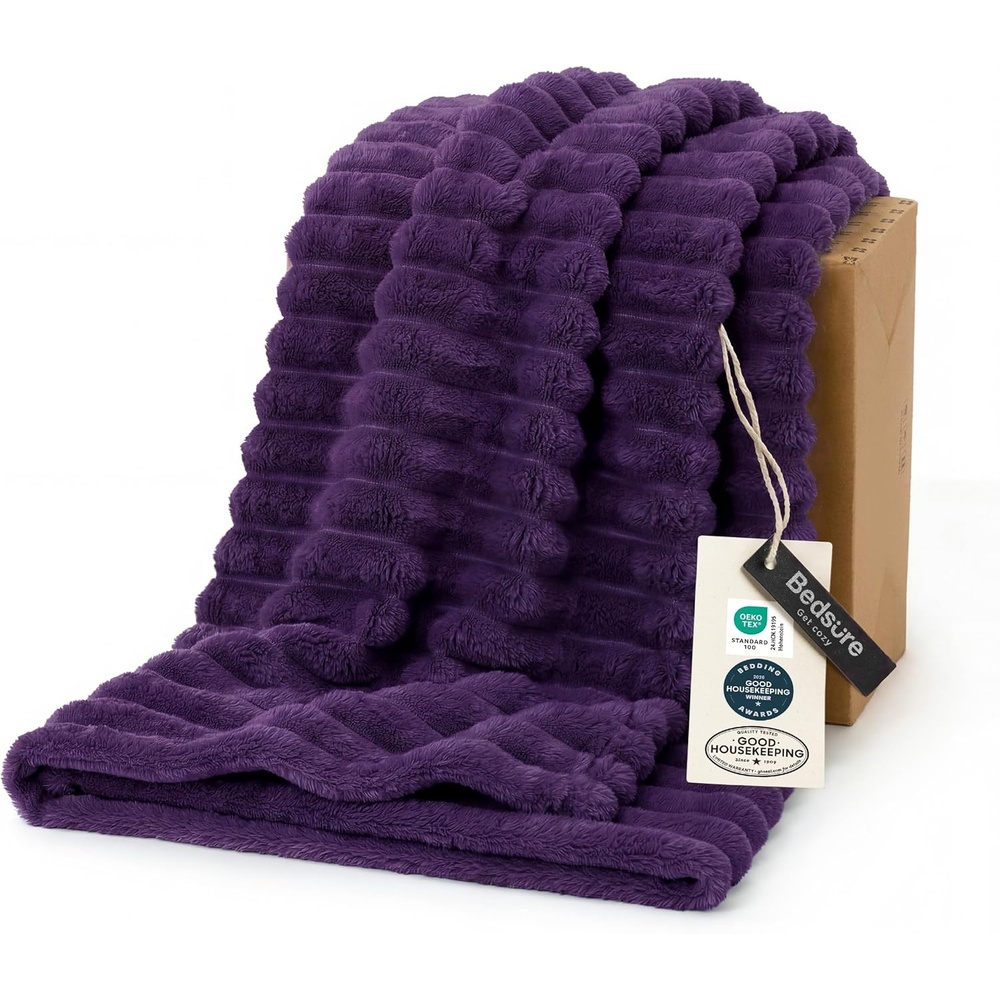 image:imageBedsure Soft Cozy Twin XL Blanket for Bed College Dorm Off White 66x90 Birthday Gifts for Women Mom Her Warm Lightweight Cozy Fluffy Throw Blanket Sofa Dorm Room Home Decor Machine WashablePurple