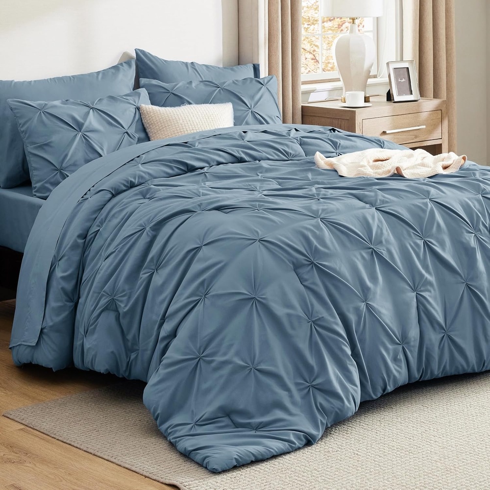 image:imageBedsure Twin XL Comforter Set Pink Dorm Room Essentials for Girls Extra Long Twin XL Bedding Set with Sheets All Season Down Alternative Comforter with Sheets Pillowcase amp Sham07 Mineral Blue