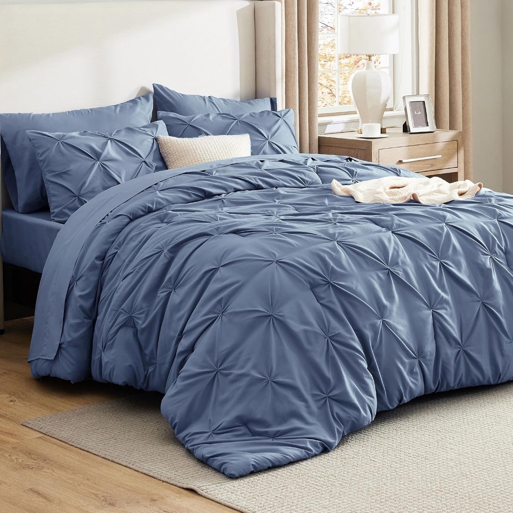 image:imageBedsure Twin XL Comforter Set Pink Dorm Room Essentials for Girls Extra Long Twin XL Bedding Set with Sheets All Season Down Alternative Comforter with Sheets Pillowcase amp Sham08 Slate Blue