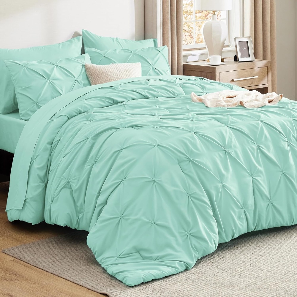 image:imageBedsure Twin XL Comforter Set Pink Dorm Room Essentials for Girls Extra Long Twin XL Bedding Set with Sheets All Season Down Alternative Comforter with Sheets Pillowcase amp Sham28 Mint Green