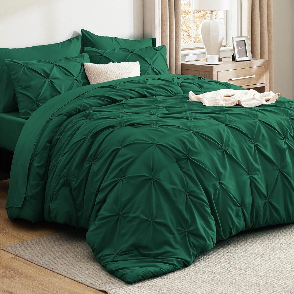 image:imageBedsure Twin XL Comforter Set Pink Dorm Room Essentials for Girls Extra Long Twin XL Bedding Set with Sheets All Season Down Alternative Comforter with Sheets Pillowcase amp Sham26 Emerald Green