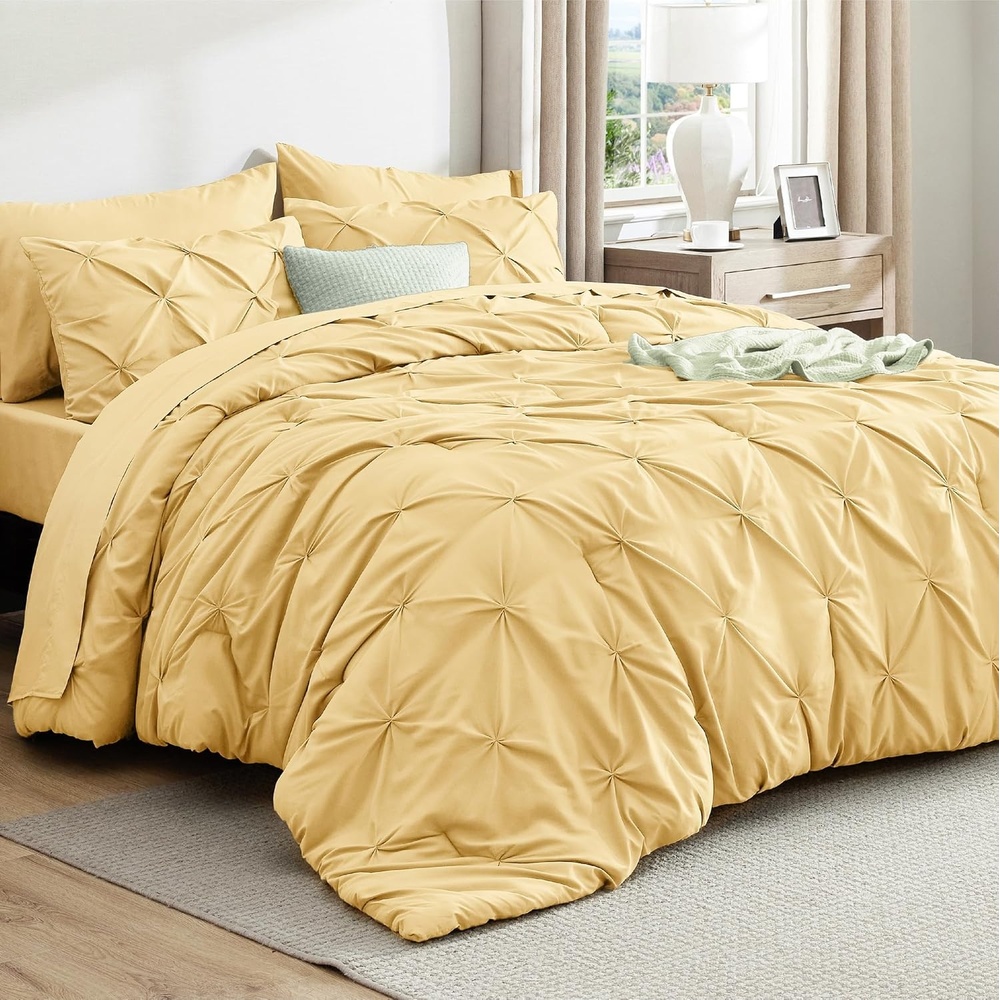 image:imageBedsure Twin XL Comforter Set Pink Dorm Room Essentials for Girls Extra Long Twin XL Bedding Set with Sheets All Season Down Alternative Comforter with Sheets Pillowcase amp Sham25 Yellow