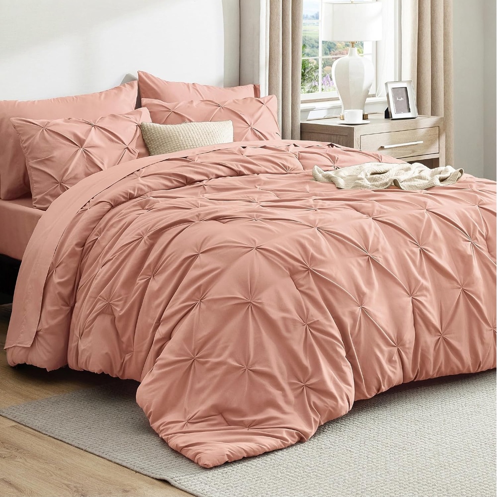 image:imageBedsure Twin XL Comforter Set Pink Dorm Room Essentials for Girls Extra Long Twin XL Bedding Set with Sheets All Season Down Alternative Comforter with Sheets Pillowcase amp Sham29 Dusty Pink