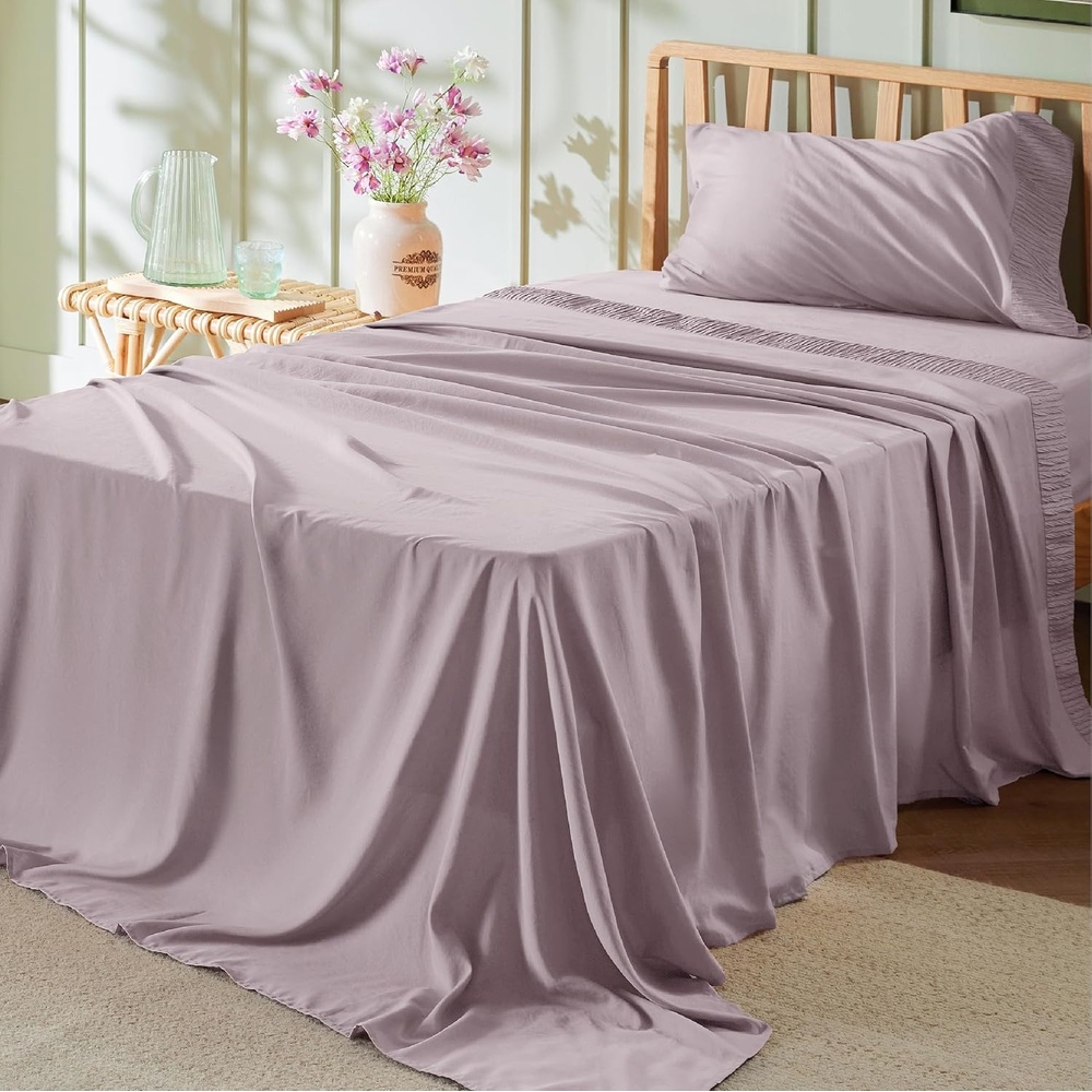 image:imageBedsure Twin XL Sheets Dorm Bedding 3 Pieces Soft Extra Long Twin Sheets Breathable Cooling Oeko Tex Deep Pocket Easy Care Resistant Sturdiness Lightweight College Dorm Bedding for Students27 Pink Mocha