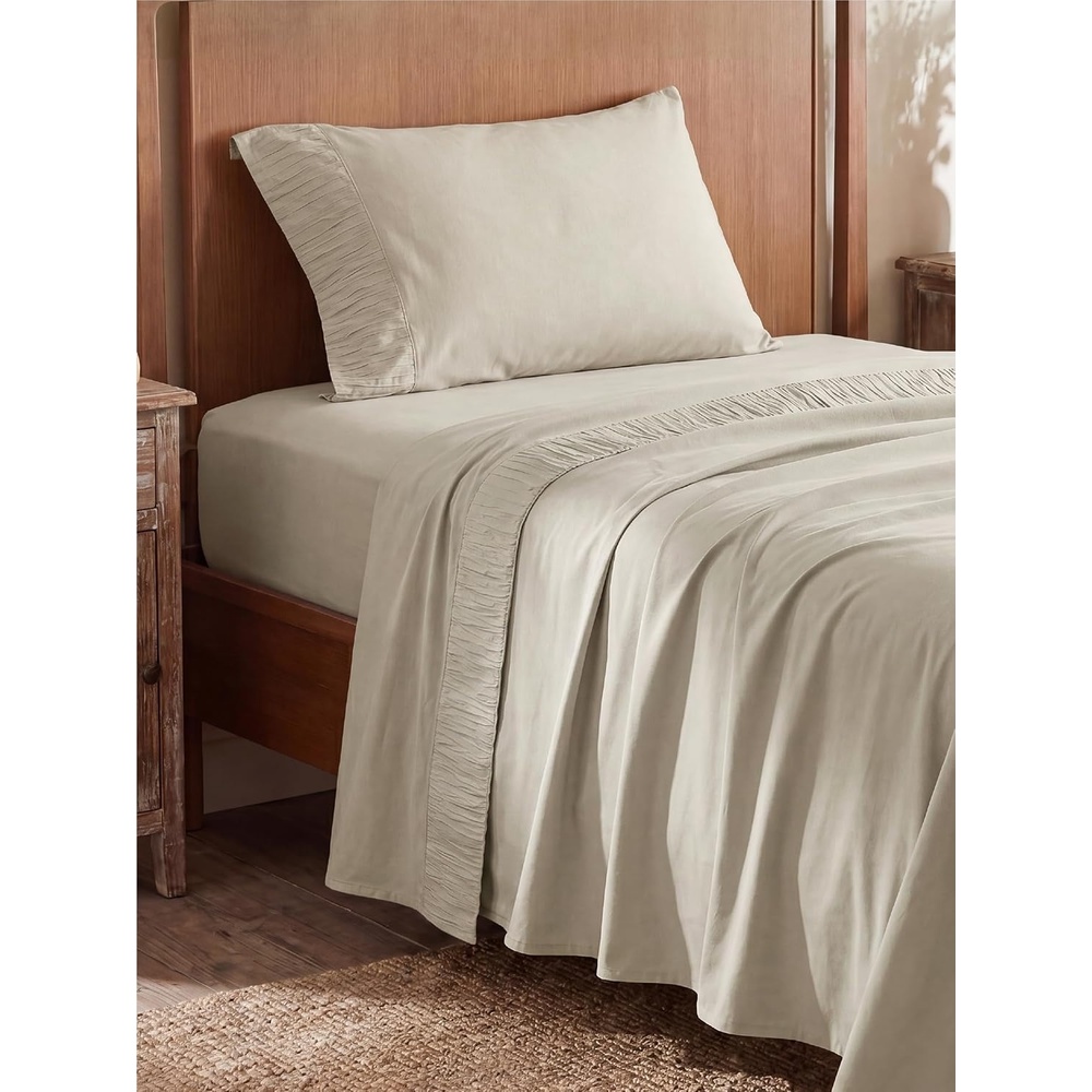 image:imageBedsure Twin XL Sheets Dorm Bedding 3 Pieces Soft Extra Long Twin Sheets Breathable Cooling Oeko Tex Deep Pocket Easy Care Resistant Sturdiness Lightweight College Dorm Bedding for Students03 Linen