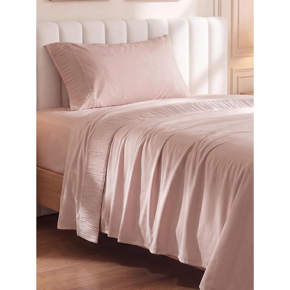image:imageBedsure Twin XL Sheets Dorm Bedding 3 Pieces Soft Extra Long Twin Sheets Breathable Cooling Oeko Tex Deep Pocket Easy Care Resistant Sturdiness Lightweight College Dorm Bedding for Students20 Pink